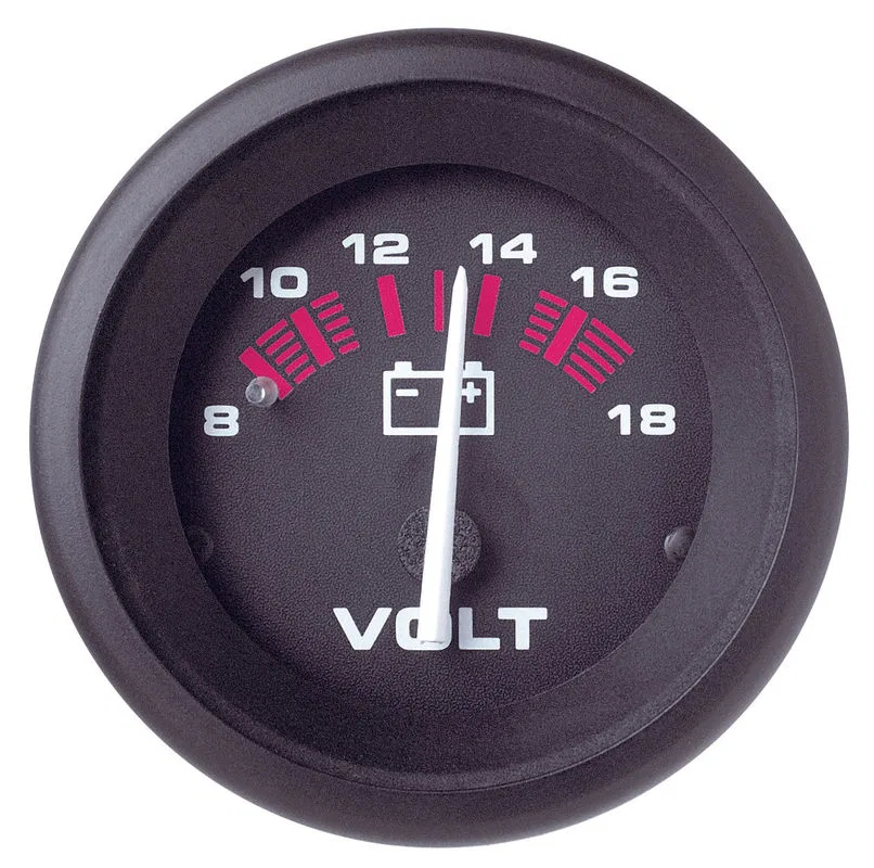 57901P – SIERRAMARINE Gauge Voltmeter, 2 Inch Short Electrical Sweep Analog 8-18 Volts Black Face/ Black Bezel/ White...